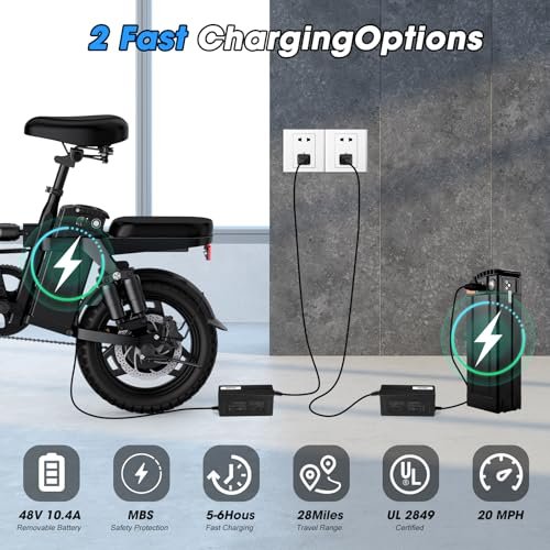 Electric Bike for Adults,14" Folding Adult E Bike with 500W Motor,20 mph,28 Miles Range,Advanced 9-Point Suspension & Dual Disc Brake,Removable Battery,UL 2849 Certified