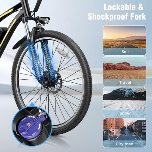 Electric Bikes for Adults, 27.5" E Bikes for Adults with 1200W Peak Motor, 28 MPH, 50+ Miles Range Electric Bicycle, E Mountain Bike with 48V 10.4AH Removable Battery