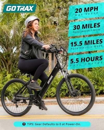 Gotrax Dolphin 26" Electric Bike, Max Range 30Miles(Pedal-assist1) & 20Mph Power by Peak 500W, 5 Pedal-Assist Levels & Front Suspension, 7-Speed&Boost Mode, City E-Bike for Adult, Step-Thru Bicycle