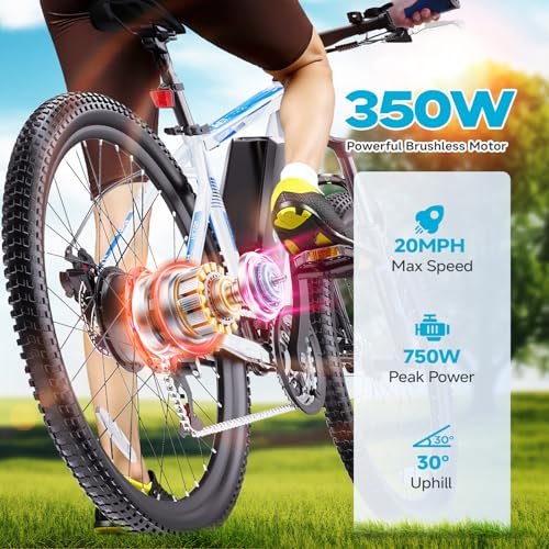 Electric Bike for Adults & Teens - 350W 26" Victor Ebike - 21-Speed, 20Mph Up to 40Miles with Dual Disc Brakes, Adjustable Handlebars, Commuter E-MTB for Men Women | UL 2849 Certified
