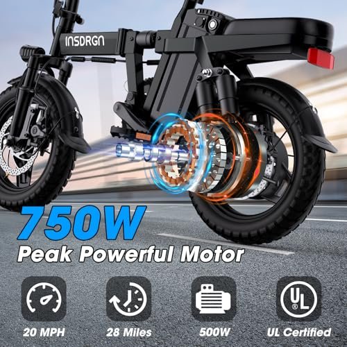 Electric Bike for Adults,14" Folding Adult E Bike with 500W Motor,20 mph,28 Miles Range,Advanced 9-Point Suspension & Dual Disc Brake,Removable Battery,UL 2849 Certified