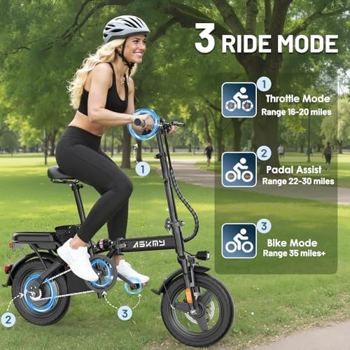 Folding Electric Bike for Adults and Teens, Foldable E-Bike with 750W Peak Motor, 14" Mini Ebike with 48V Removable Battery UL 2849 Certified, Commuter Electric Bicycle with 25 Miles PAS Range