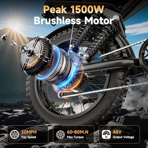 Electric Bike for Adults - 30MPH, 70-100 Mile (PAS Mode) Fat Tire E-Bike, 48V 15Ah Removable Battery, Full Suspension, LCD Display, 20" All-Terrain Tires Electric Bicycle for Off-Road Commute