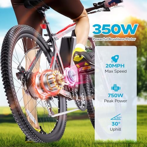 Electric Bike for Adults & Teens - 350W 26" Victor Ebike - 21-Speed, 20Mph Up to 40Miles with Dual Disc Brakes, Adjustable Handlebars, Commuter E-MTB for Men Women | UL 2849 Certified