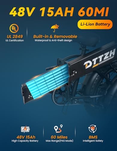 Foldable Electric Bike with AI-Optimized Power, 1000W/1500W, 30/35MPH, 60 Miles 48V 15Ah 720Wh, Color Display, 7-Speed Folding Ebike, 20 Inch Fat Tire Foldable Commuter E Bike, UL2849 Certified