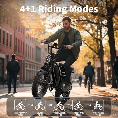 2000W Peak 20" Off Road Electric Bike for Adults,80+Miles LongRanger,32+MPH Electric Dirt E Bike Bicycles, Fat Tire All Terrain E-Bike,48V Electric Motorcycle for Road Sand Mountain