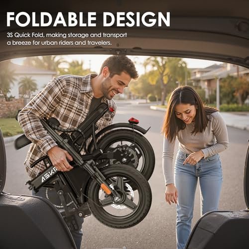 Folding Electric Bike for Adults and Teens, Foldable E-Bike with 750W Peak Motor, 14" Mini Ebike with 48V Removable Battery UL 2849 Certified, Commuter Electric Bicycle with 25 Miles PAS Range